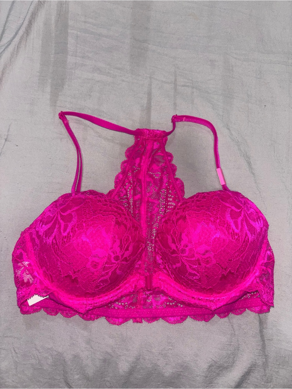 PINK Victoria's Secret Hot Pink Lace Push-Up Bralette